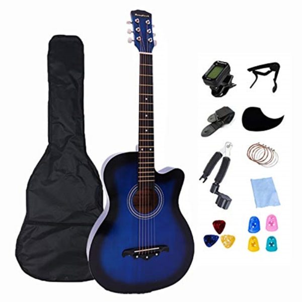 38" acoustic folk guitar and accessories