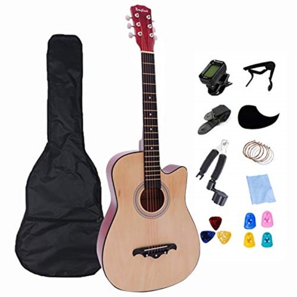 38" acoustic folk guitar and accessories