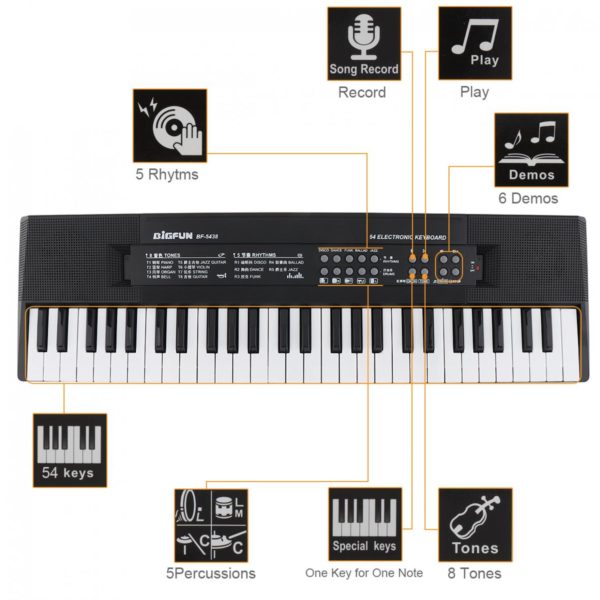 54 key electronic keyboard with microphone