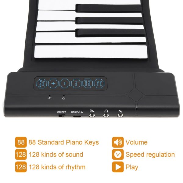 88 keys portable silicone electronic piano keyboard USB and midi port