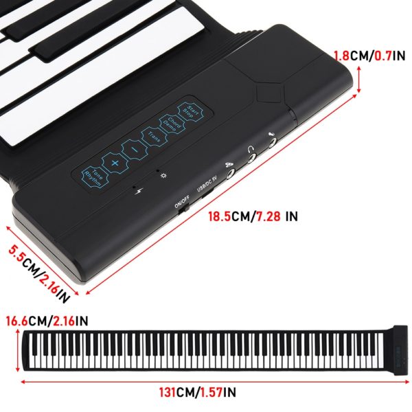 88 keys portable silicone electronic piano keyboard USB and midi port