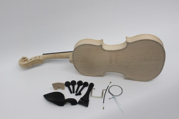 unfinished violin with fittings