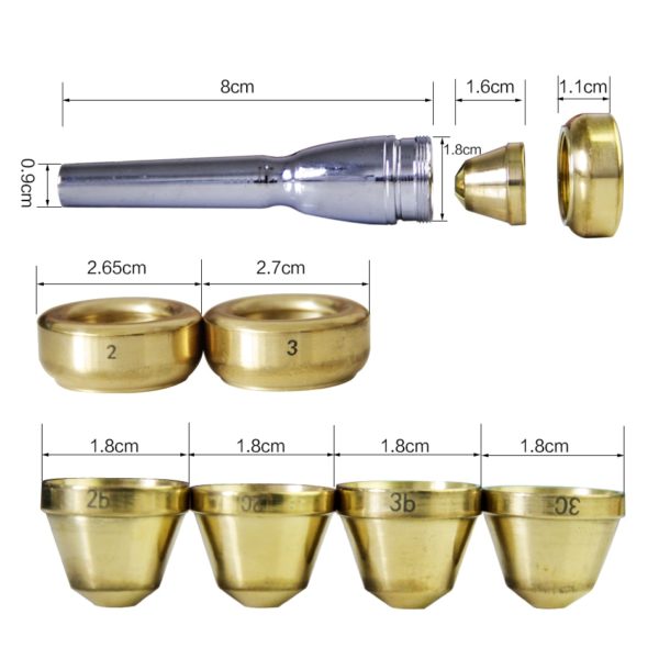 1/2c, 3c, 3b, 2b trumpet mouthpiece
