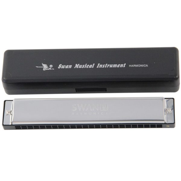 24 hole octave tuned c key metal harmonica with case