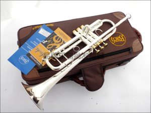 Bb silver plated trumpet and case