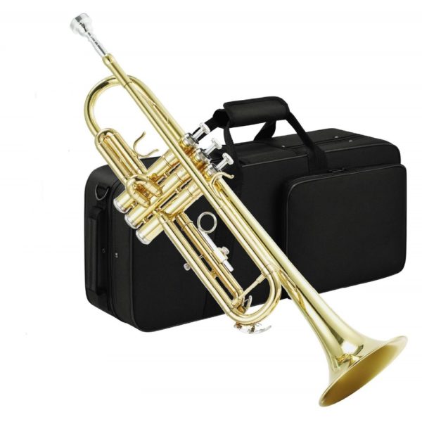 Bb brass gold trumpet with case