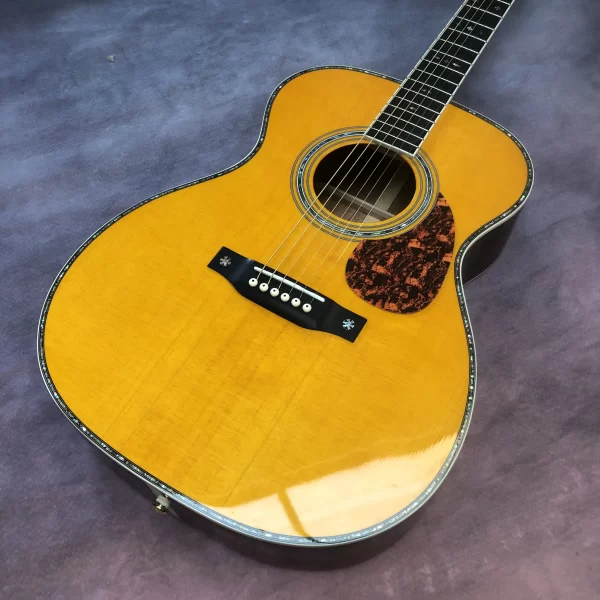 40" solid wood OM42 series yellow acoustic guitar