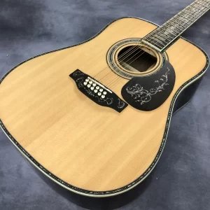 41″ D45 Mould 12-String Black Finger Abalone Acoustic Guitar