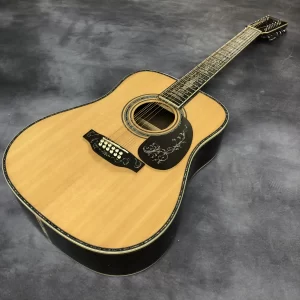 41″ D45 Mould 12-String Black Finger Abalone Acoustic Guitar