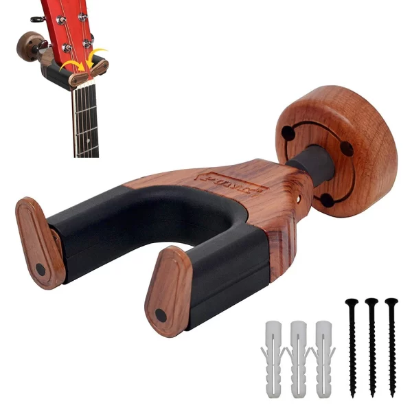 wood guitar hanger wall mount with auto grip