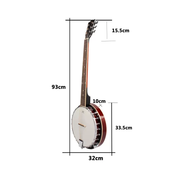 6-String Banjo Rose Fingerboard with Bag Tuner and Strap