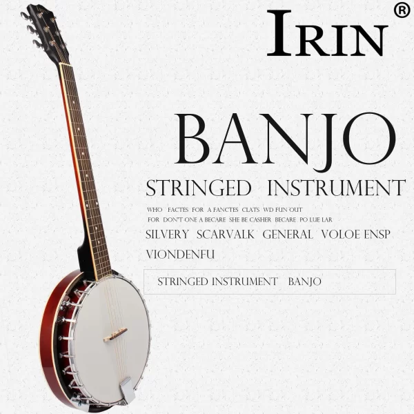 6-String Banjo Rose Fingerboard with Bag Tuner and Strap