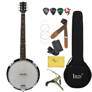 6-String Banjo Rose Fingerboard with Bag Tuner and Strap