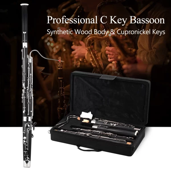 Professional C-Key Synthetic Wood Body Bassoon with Accessories