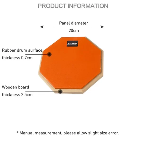 Double Sided Silent 8 In Snare Drum Practice Pad