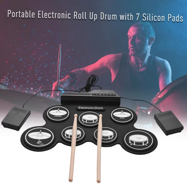 USB Roll-Up Silicon Electronic Drum Set