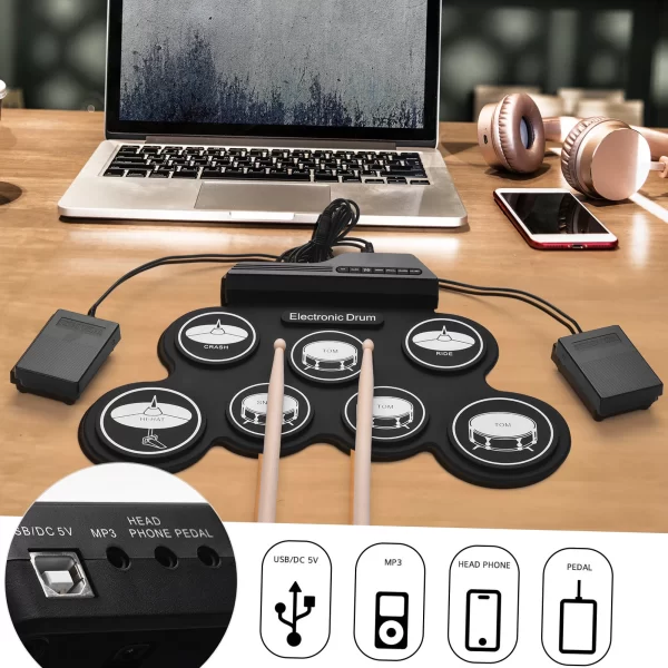 USB Roll-Up Silicon Electronic Drum Set