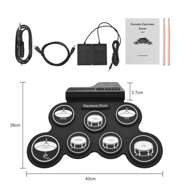 USB Roll-Up Silicon Electronic Drum Set