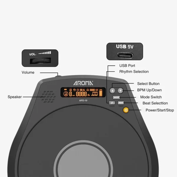 Rechargeable Aroma Apd-10 Electronic Dumb Drum