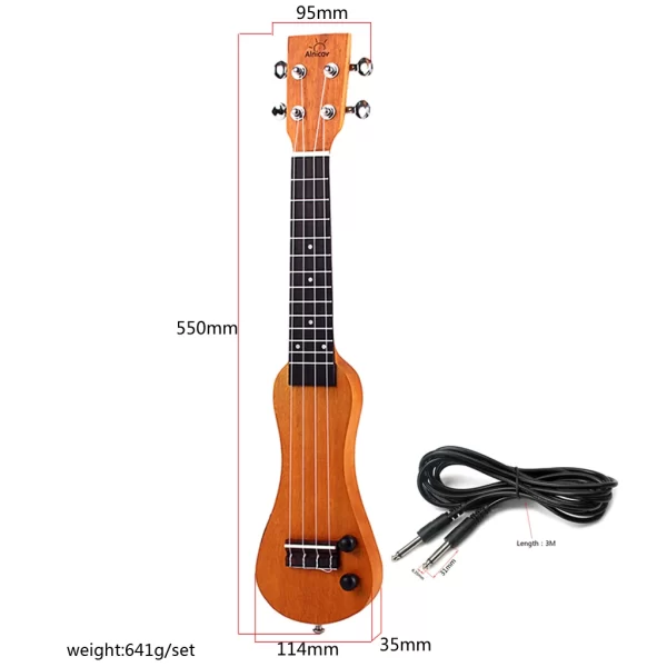 21-Inch Solid Wood Acoustic Electric Ukulele