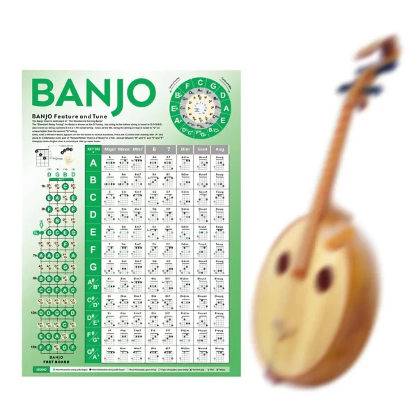 Banjo Chords Chart Poster Portable Practice Chart for Learning